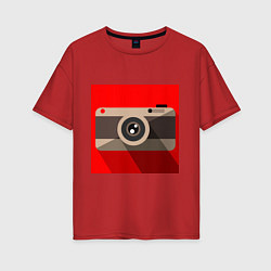 Футболка оверсайз женская Фотоаппарат flat, цвет: красный