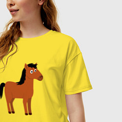 Футболка оверсайз женская Забавная лошадь, цвет: желтый — фото 2