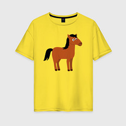 Футболка оверсайз женская Забавная лошадь, цвет: желтый
