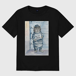 Женская футболка оверсайз Акварельный рисунок плохой кот