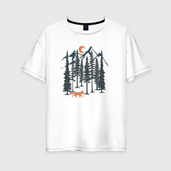Женская футболка оверсайз Лисичка в Лесу