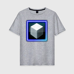 Женская футболка оверсайз Белый геометрический куб с сиянием