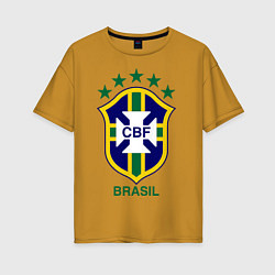 Футболка оверсайз женская Brasil CBF, цвет: горчичный