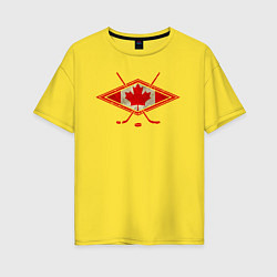 Женская футболка оверсайз Флаг Канады хоккей