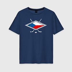 Женская футболка оверсайз Флаг Чехии хоккей