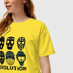 Футболка оверсайз женская Эволюция вратарских масок, цвет: желтый — фото 2