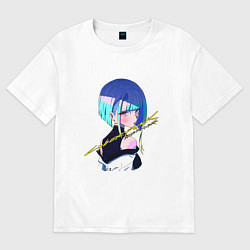 Футболка оверсайз женская Люси в профиль - Киберпанк, цвет: белый