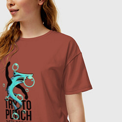 Футболка оверсайз женская Попробуй ударить меня, стерва, цвет: кирпичный — фото 2