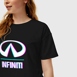 Футболка оверсайз женская Значок Infiniti в стиле glitch, цвет: черный — фото 2