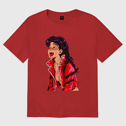 Женская футболка оверсайз Мисато Кацураги ahegao