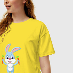 Футболка оверсайз женская Кролик с морковками, цвет: желтый — фото 2