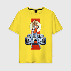 Футболка оверсайз женская Porsche - Motorsport - Girl, цвет: желтый