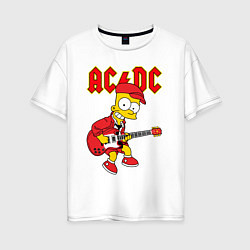 Женская футболка оверсайз AC DC Барт Симпсон