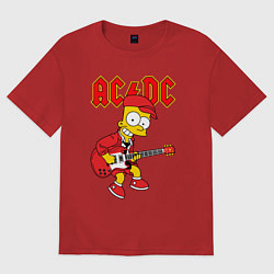 Женская футболка оверсайз AC DC Барт Симпсон