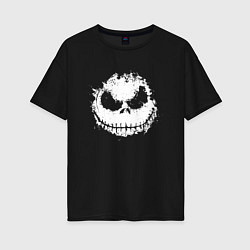 Футболка оверсайз женская Jack Skellington face, цвет: черный