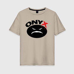 Футболка оверсайз женская Onyx logo black, цвет: миндальный