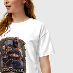 Футболка оверсайз женская Атрей и Кратос GoW Ragnarok, цвет: белый — фото 2