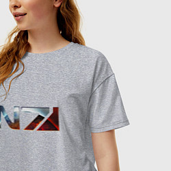 Футболка оверсайз женская Mass Effect N7 -Shooter, цвет: меланж — фото 2