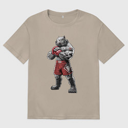 Футболка оверсайз женская Питбуль - Смешанные единоборства - MMA, цвет: миндальный