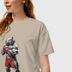 Футболка оверсайз женская Питбуль - Смешанные единоборства - MMA, цвет: миндальный — фото 2