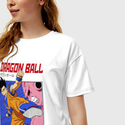 Футболка оверсайз женская Dragon Ball - Сон Гоку - Удар, цвет: белый — фото 2