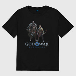 Футболка оверсайз женская Отец и сын GoW Ragnarok, цвет: черный