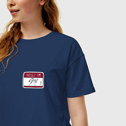 Футболка оверсайз женская Hello I am Stay, цвет: тёмно-синий — фото 2