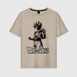 Футболка оверсайз женская Dragon Ball - Goku Son - Герой, цвет: миндальный