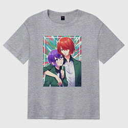 Женская футболка оверсайз Митиру Фукурой и Маюми Додзима - Красавчики детект