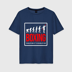 Футболка оверсайз женская Boxing evolution its revolution, цвет: тёмно-синий