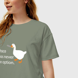 Футболка оверсайз женская Peace was never an option!, цвет: авокадо — фото 2