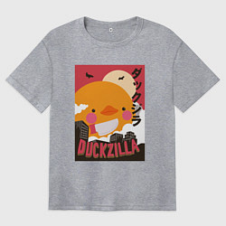 Женская футболка оверсайз Утка Годзилла