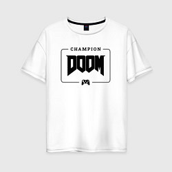Женская футболка оверсайз Doom gaming champion: рамка с лого и джойстиком