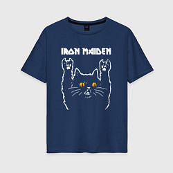 Женская футболка оверсайз Iron Maiden rock cat