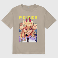 Футболка оверсайз женская Пауэр с рожками, цвет: миндальный
