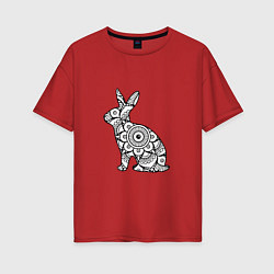 Женская футболка оверсайз Узорный кролик