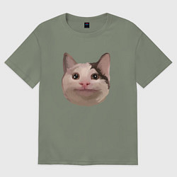 Женская футболка оверсайз Polite cat meme