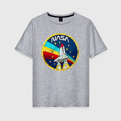 Футболка оверсайз женская NASA - emblem - USA, цвет: меланж