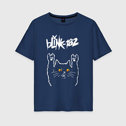 Женская футболка оверсайз Blink 182 rock cat