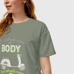 Футболка оверсайз женская Скутером движет душа ретро, цвет: авокадо — фото 2