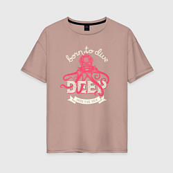 Женская футболка оверсайз Осьминог водолаз ретро