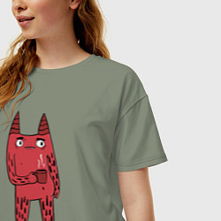 Футболка оверсайз женская Кот босс, цвет: авокадо — фото 2