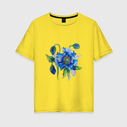 Футболка оверсайз женская Голубой мак, цвет: желтый