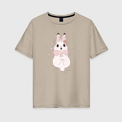 Женская футболка оверсайз Cute white rabbit