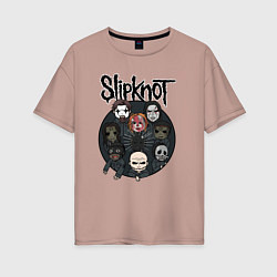 Футболка оверсайз женская Slipknot art fan, цвет: пыльно-розовый