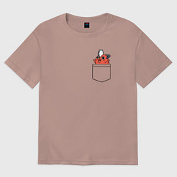 Женская футболка оверсайз Пачита в кармашке - Человек бензопила