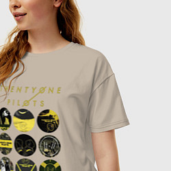 Футболка оверсайз женская Twenty One Pilots коллаж, цвет: миндальный — фото 2