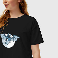 Футболка оверсайз женская Котик в маске летучей мыши, цвет: черный — фото 2