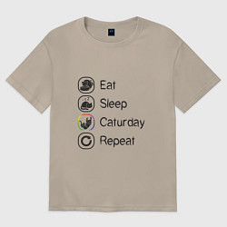 Футболка оверсайз женская Eat Sleep Caturday, цвет: миндальный
