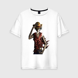 Футболка оверсайз женская One piece d luffy, цвет: белый